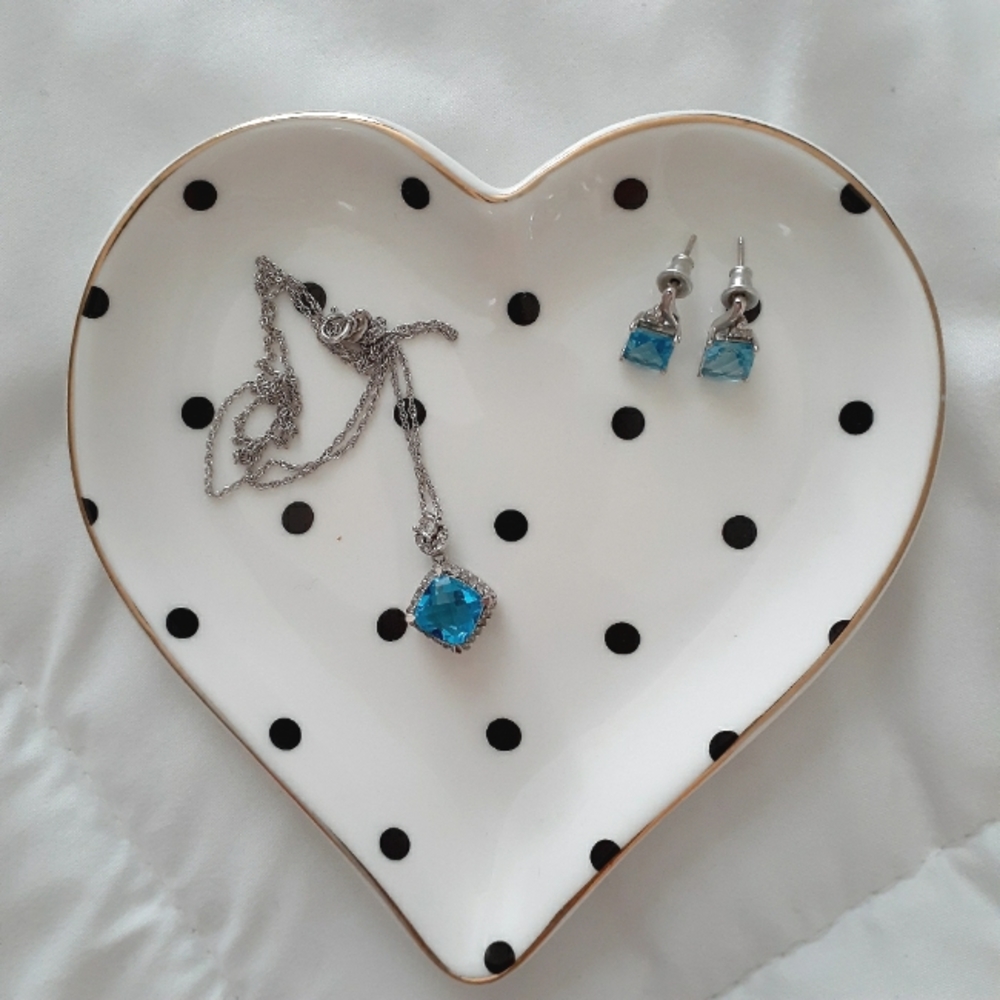 Kay Jewlers Sterling Silver and Blue Topaz Necklace and Earring Set